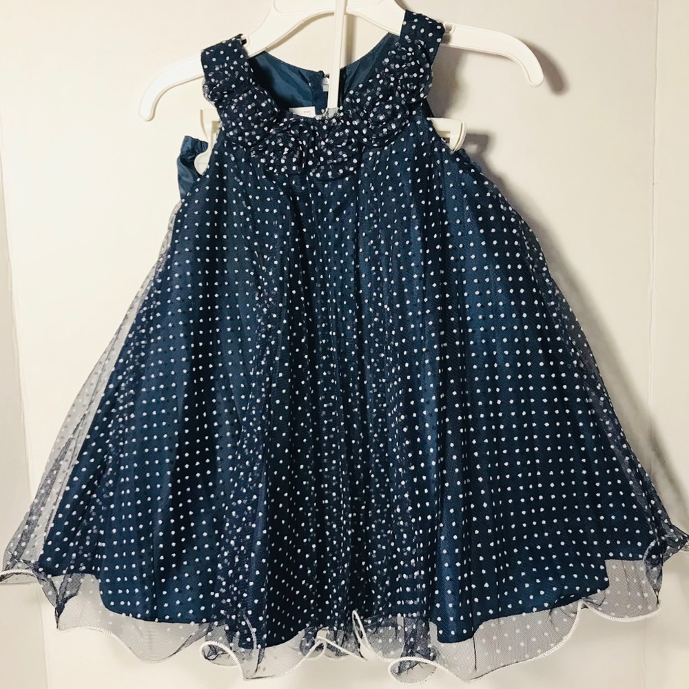 Iris & Ivy Navy Polka Dot Dress Girl Size 18M